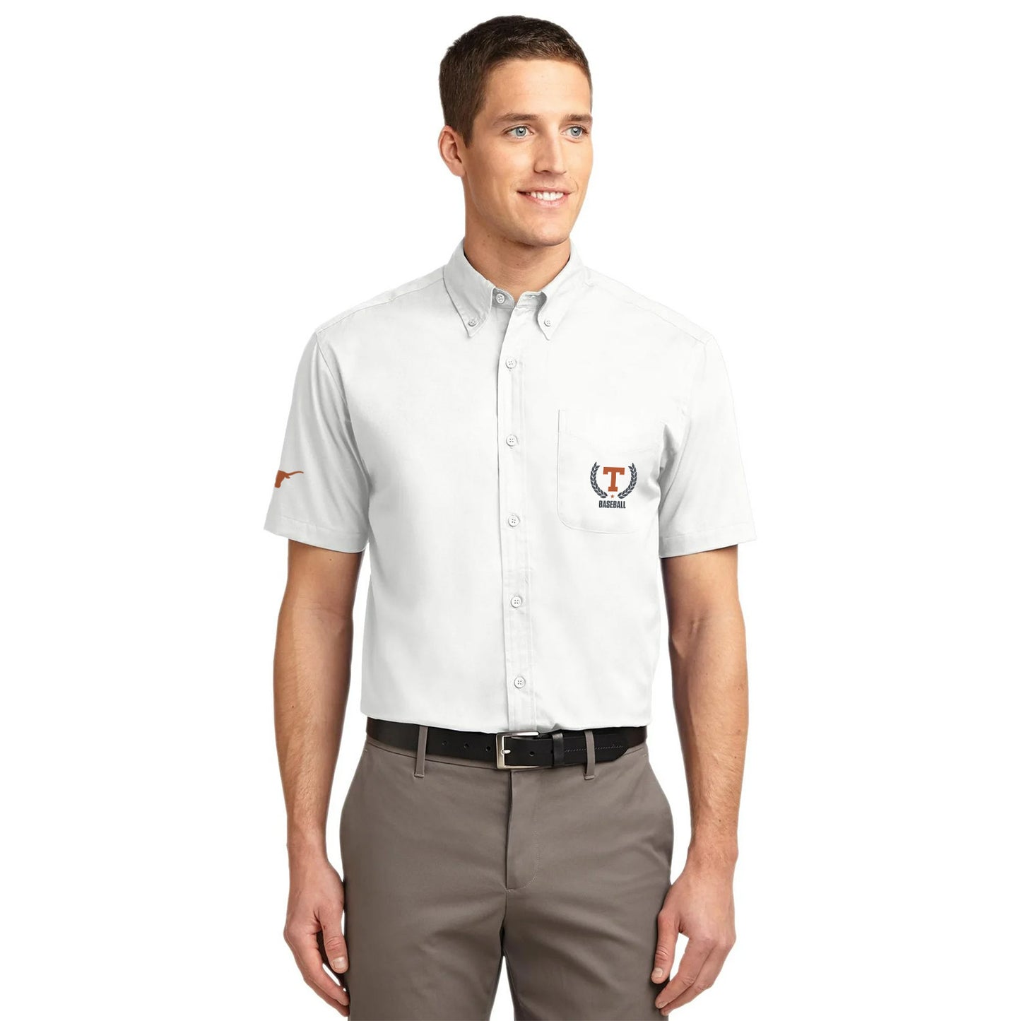 Baseball Men's Short Sleeve Easy Care Button-Down Shirt