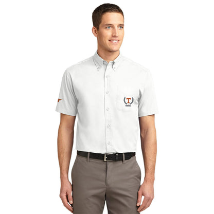 Baseball Men's Short Sleeve Easy Care Button-Down Shirt