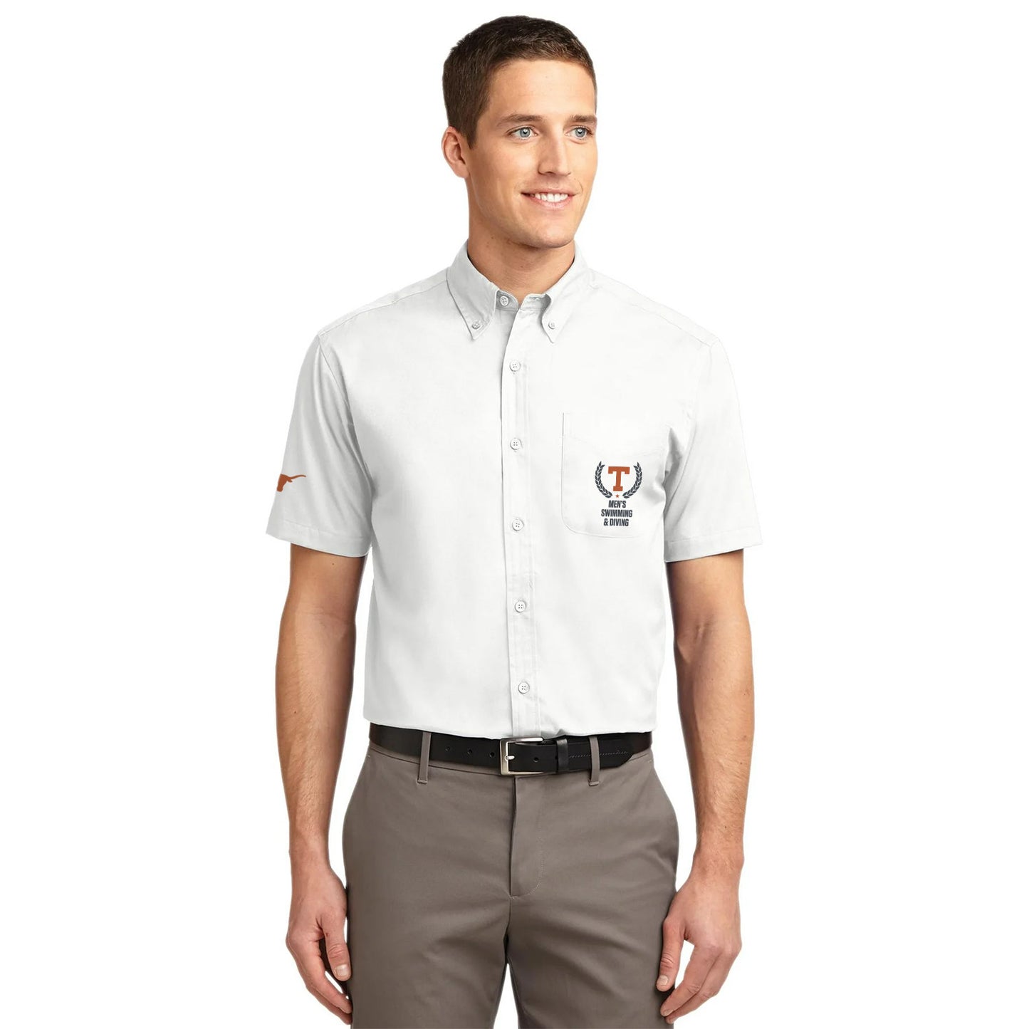 Men's Swimming & Diving Men's Short Sleeve Easy Care Button-Down Shirt